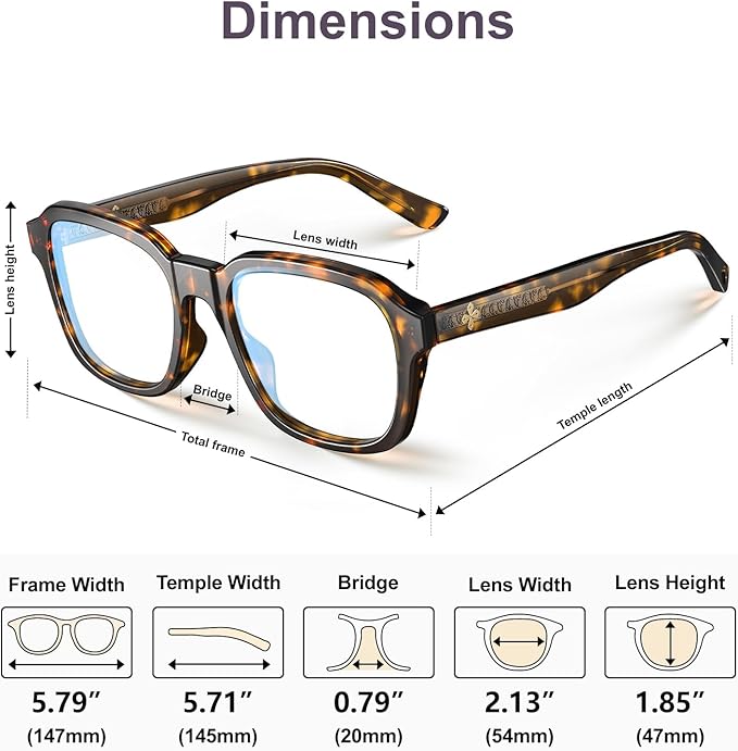 VISOONE Oversized Square Blue Light Blocking Glasses Fashion Computer Eyewear for Women and Men BENNETT