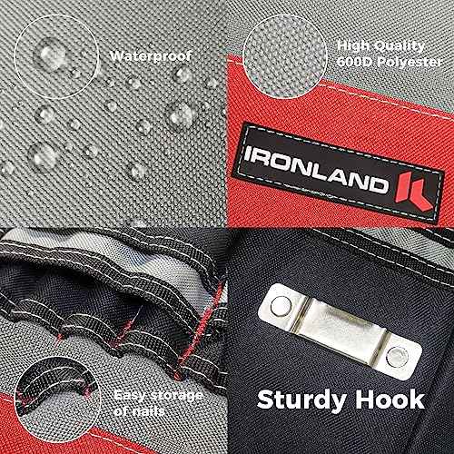 IRONLAND Bucket Tool Organizer Fit 3.5-5 Gallon Bucket, 51 Pockets, Bucket Tool Caddy Organization for Garden, Construction, Carpenter, Electrician, Builder Red & Black
