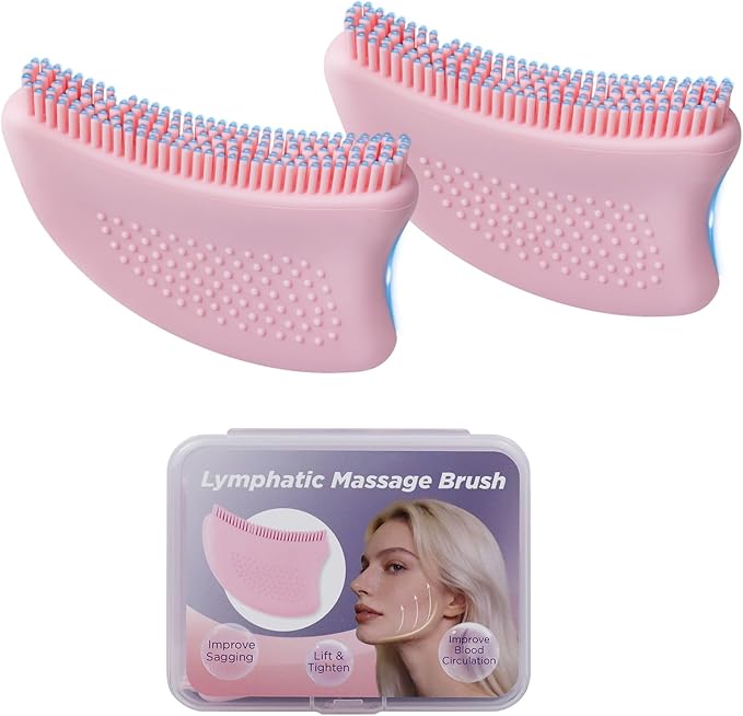 Lymphatic Contour Face Brush-Food Grade Silicone Lymphatic Drainage Massager - Easy Clean Dry Brush for Face for Jawline Sculpting & Anti-Puffiness, Detox & Lift,Improves Skin Glow & Absorption (2)