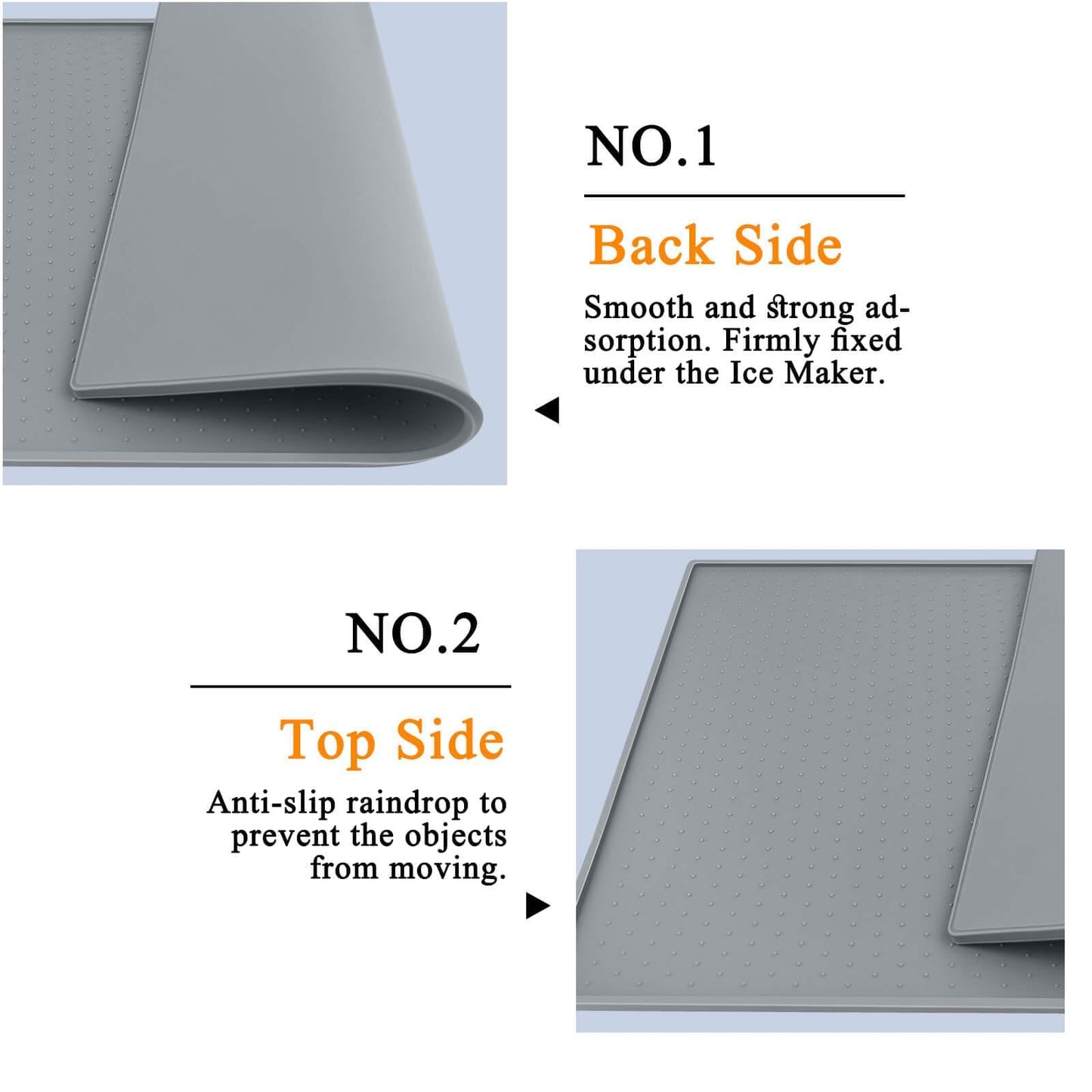 Nugget Ice Maker Countertop Mat with Non-Slip Dots, Waterproof Silicone Mat for Portable Small Mini Countertop Ice Machine Maker, 19''x12''