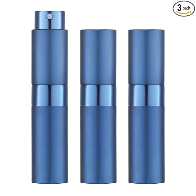 LISAPACK 8ML Atomizer Perfume Spray Bottle for Travel (3 PCS) Empty Cologne Dispenser, Portable Sprayer (Blue)