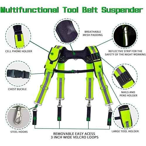 Dr.TOUGH Tool Belt Suspenders for Men Carpenter Tool Belt with Suspenders