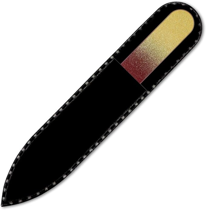 Mont Bleu Rainbow Crystal Nail File in Black Pouch - Small/Purse Size - Czech Tempered Glass - Handmade in Bohemia (Czech Republic)