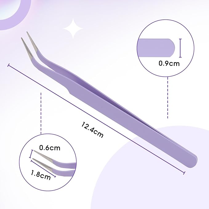 WENDY Lash Tweezers for Eyelash Extensions, Precision Fiber Stainless Steel Lash Applicator Tool for False Eyelashes, Precision Fiber Mega Volume lash-tweezers Use at Home