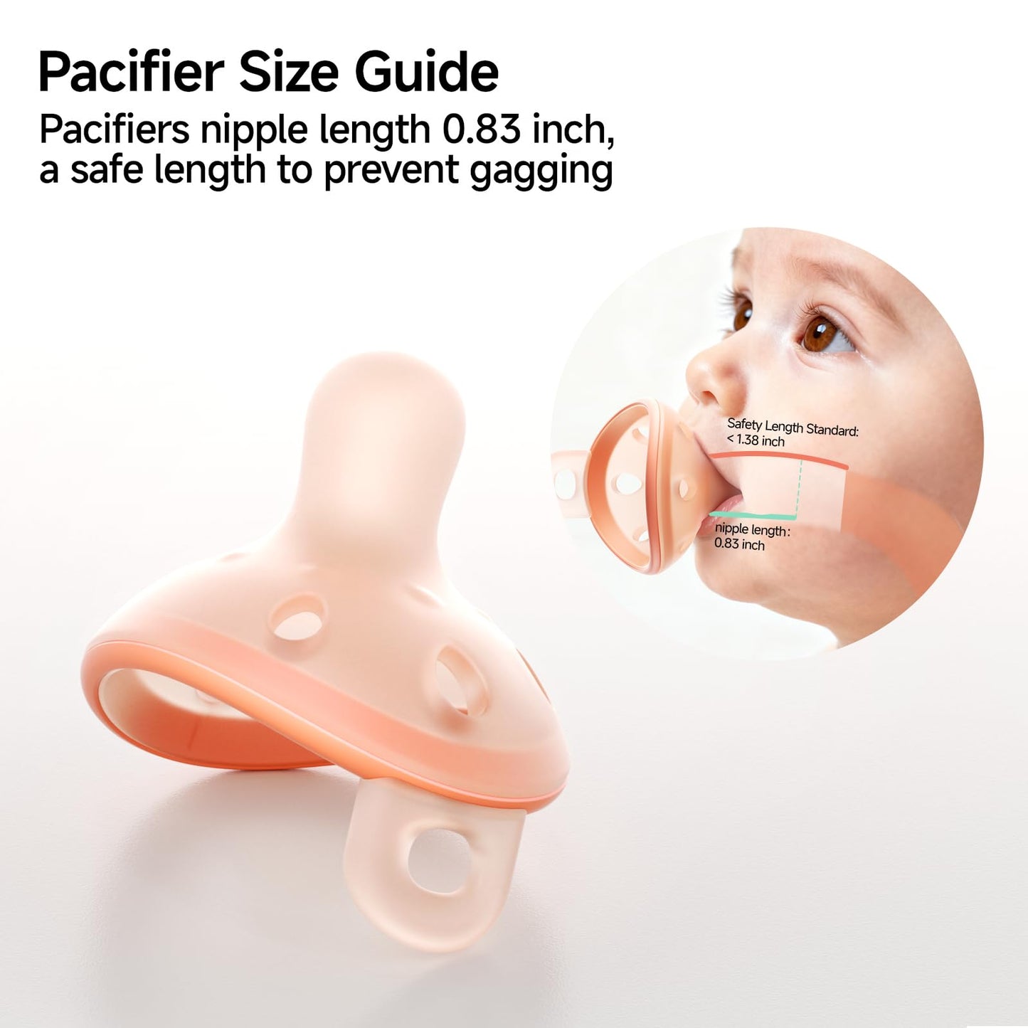 Garkoko Baby Pacifiers 0-6 Months Breast Like Shape Pacifiers BPA-Free One-Piece Silicone Newborn Pacifier for Breastfed Babies, 2pcs for Best Value