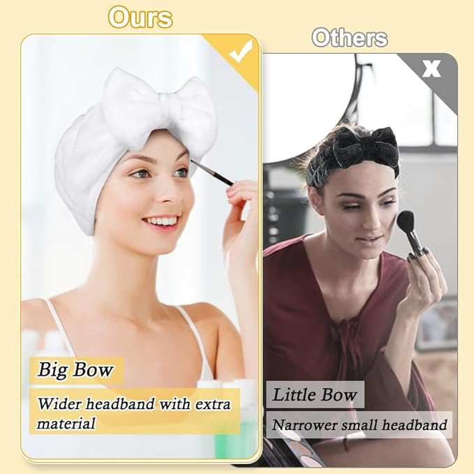 Shintop Skincare Headband, Soft Spa Headband Makeup Headwear with Cute Bow Elastic Hairband for Washing Face Facial Mask ShowersÃ¯Â¼ÂWhiteÃ¯Â¼Â