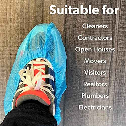 100 Pack Extra Large Blue Shoe Covers Disposable. Non Slip Indoor Reusable Boot Covers. Foot Booties Disposable with Non Skid Treads