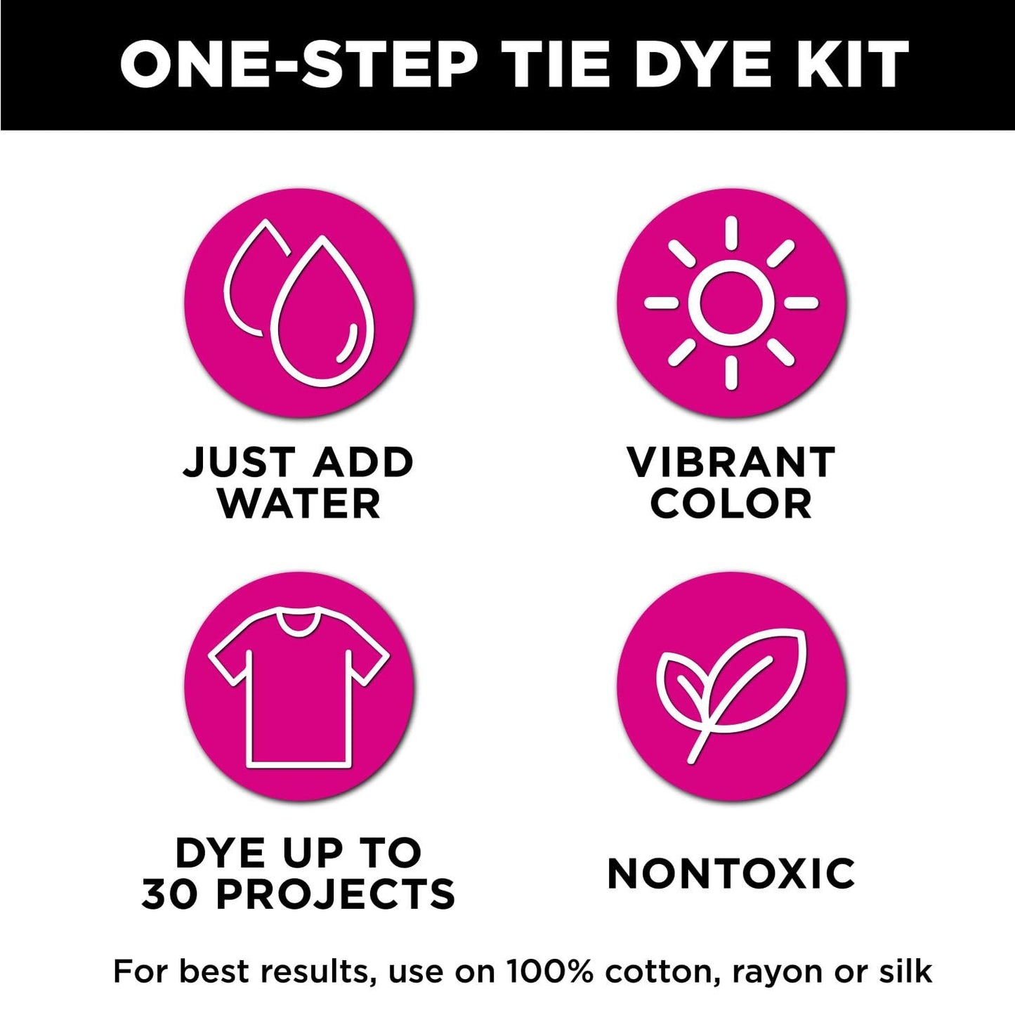 Tulip One-Step Tie-Dye Kit Tiara, Party Activity, Permanent & Vibrant Fabric Dye, Easy Clean-up, Makes 10 Bottles, Includes 5 Bonus Refill Packs, 8 Fun Techniques Included, Pink and Purple Colors