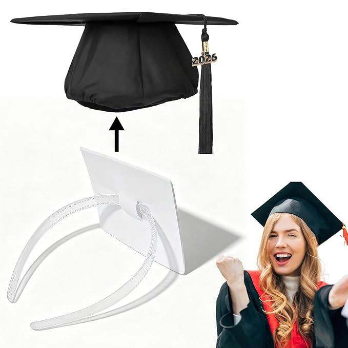 ZEYER Graduation Cap Headband for Women, Firm Anti-fall HairBand for Graduation Hat (Clear 1pc)