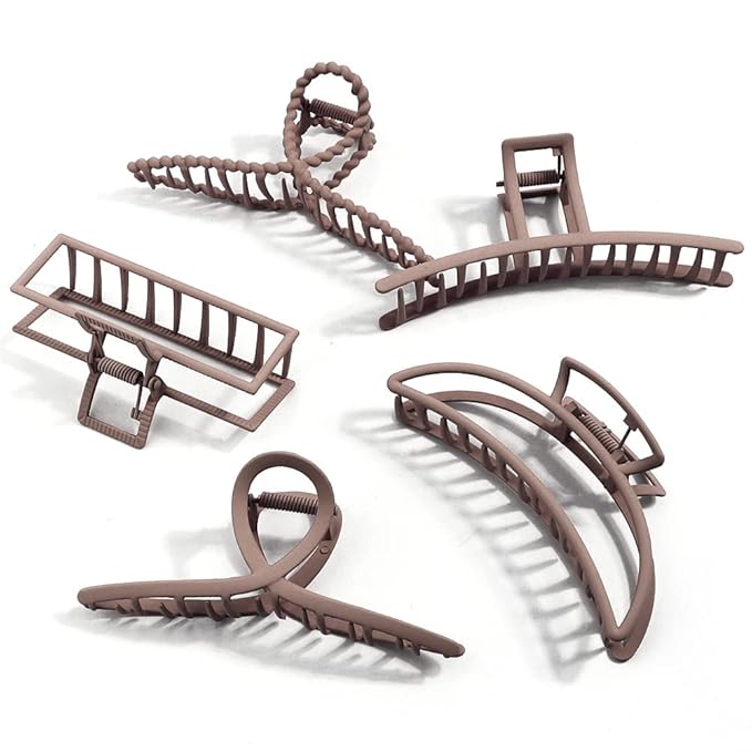 Large Metal Claw Clips for Thick and Long Hair, Butterfly Hair Styling Accessories, Hair Clamps for Women (Dark Coffee)