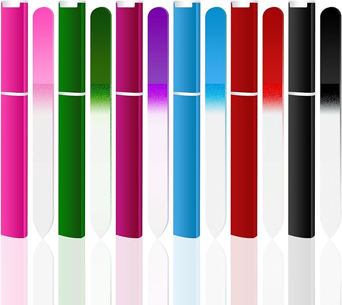 6 Pieces Both Sides Glass Nail File Crystal Glass Nail Files for Natural Nails with Case Glass Files for Nails Finger Nail Files for WomenÃ¯Â¼ÂDark ColorÃ¯Â¼Â