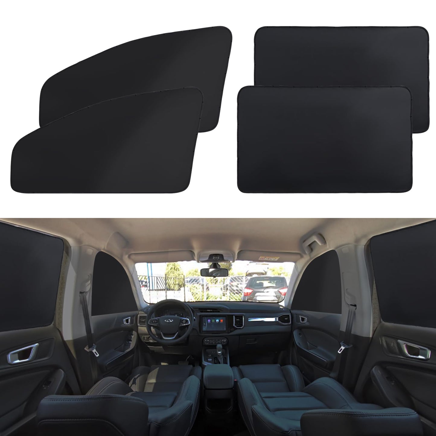 XCBYT Car Window Shades - 4 Pcs Car Privacy Curtains - 100% Block Light Car Window Covers - Magnetic Side Window Sun Shade Keeps Cooler for Breastfeeding, Taking a nap, Changing Clothes, Camping