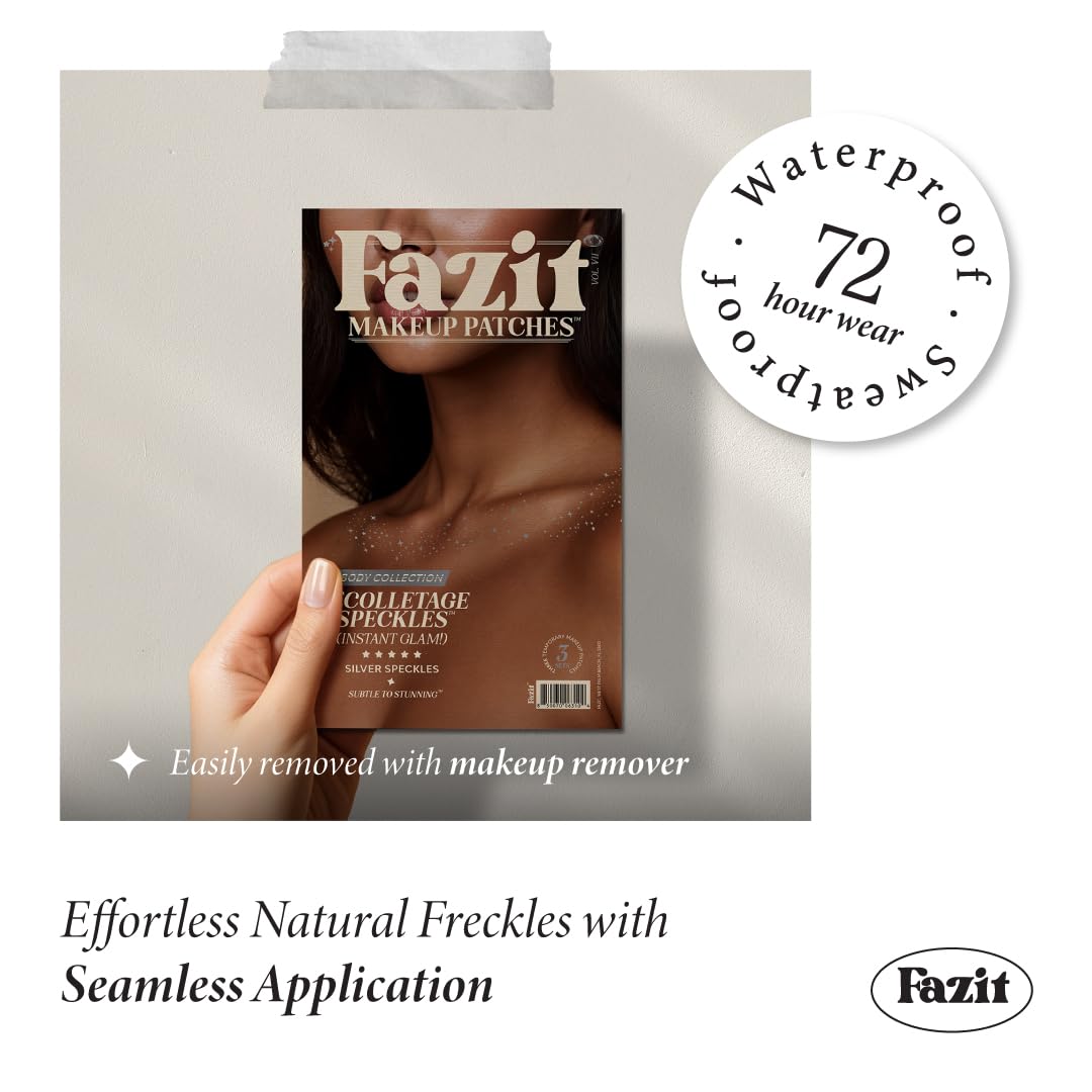 Fazit Makeup Patches - Silver Decollatage Speckles - Glow Up Make-Up Patches - Cute Glitter Makeup Accessories For Women - Cosmetic Glitter
