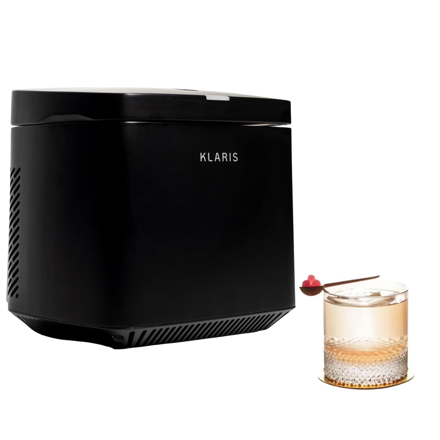 Klaris Mini - Clear Ice Cube Maker - Makes 2 Large, 2 Inch Crystal Clear Ice Cubes in 8 to 10 Hours - Creates Slow Melting Ice for Cocktails, Whiskey & Bourbon