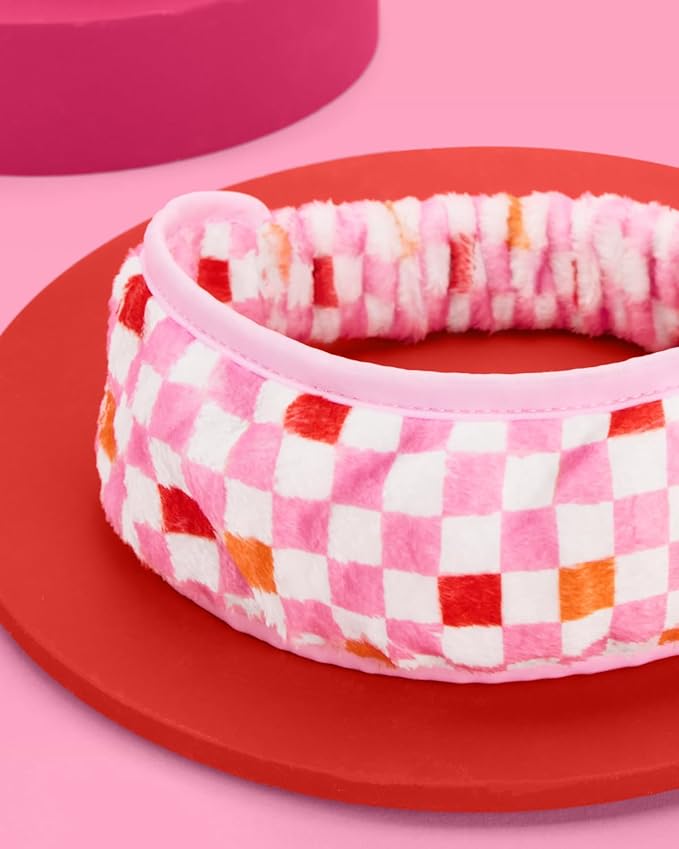 xo, Fetti Checkered Facial Spa Skincare Headband | Bachelorette Party Favor, Bridesmaid Goodie Bag, GRWM, Bridal Shower Gift, Girl's Makeup Head Wrap
