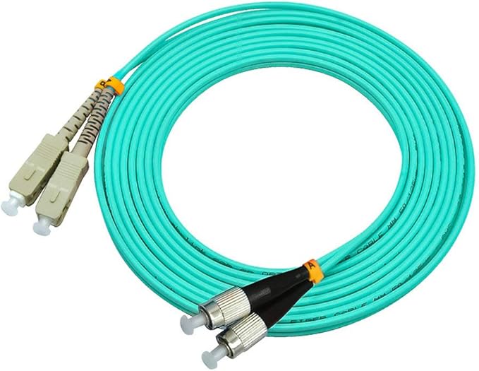 Jeirdus 1Meter 3ft SC to FC Duplex 50/125 10G OM3 Multi-Mode Fiber Optic Cable Jumper Optical Patch Cord SC-FC