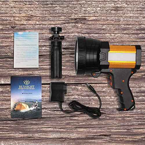 BUYSIGHT Rechargeable Spotlight,1000000 Lumens Spot Lights Hand held High lumens Large Flashlight Handheld Spotlight Lightweight and Super Bright Flashlight (Aluminium_Alloy Golden)