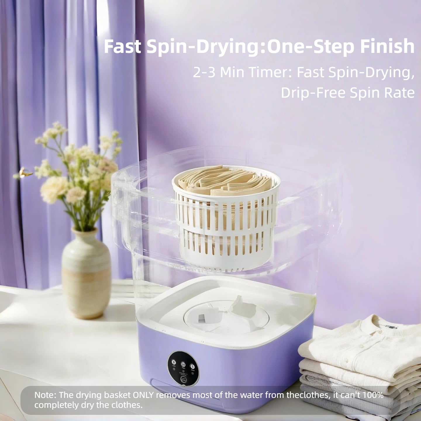 Portable Washing Machine,Mini Washer,16L Upgrade Mini Laundry Machine with Spin Basket,Deep Clean Baby Clothes,Underwear,Socks,Small Pet clothes; Ideal for RV, Dorm, Camping (Purple)