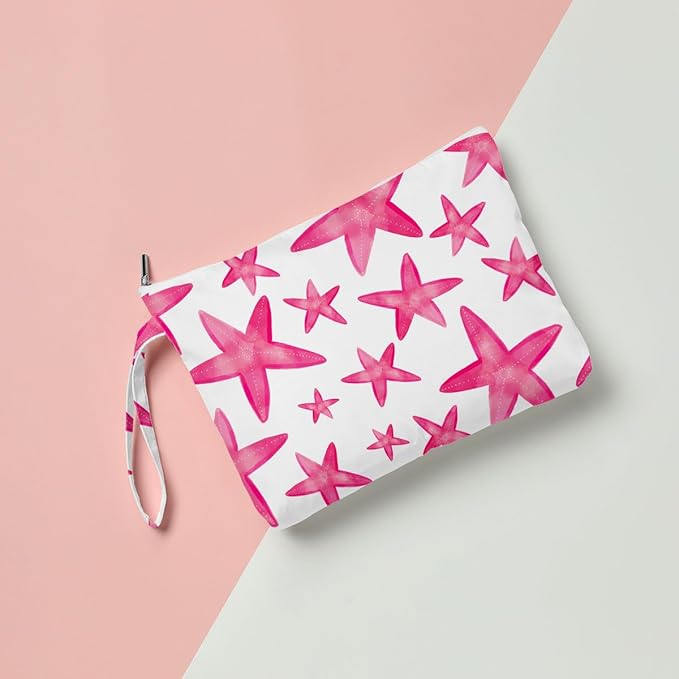 Fokongna Wet Bag, Travel Makeup Bag, Wet Dry Bag, Wet Bag for Swimsuit, Beach Pool Diapers Dirty Yoga Gym Clothes Zipper Pouch for Women Sister Friends Wet Bag Ocean Sea Shells Beach Starfish.361
