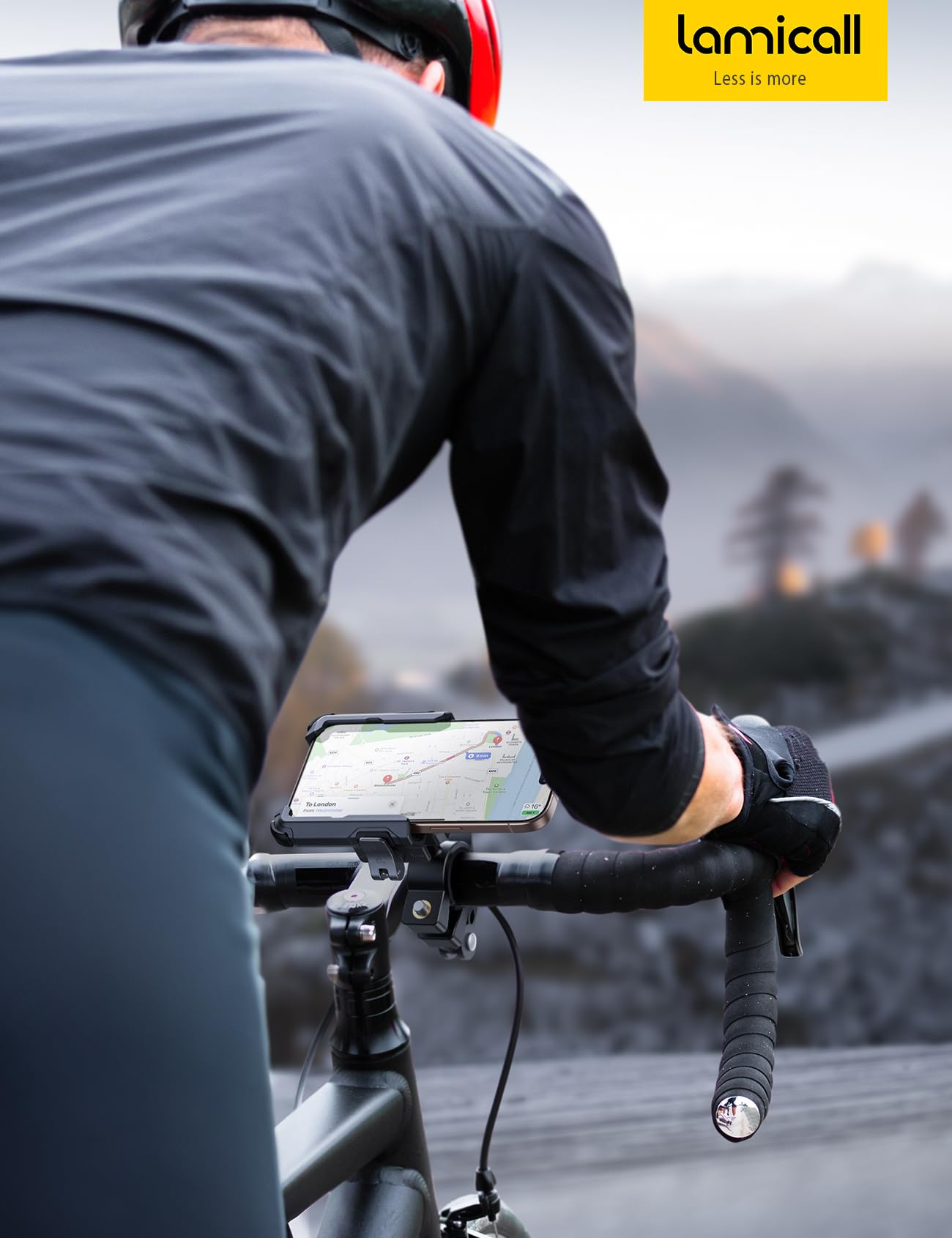 Lamicall Motorcycle Bike Phone Mount - [No Block Camera] [1s Lock] Bike Cell Phone Holder Clamp, Bicycle Scooter Handlebar Clip, Gifts for iPhone 17 16 15 14 Pro Max, Galaxy S25 Ultra, 4.7-7" Phones