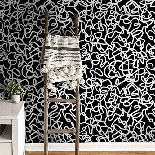 Ismoon 17.3"x118" Peel and Stick Wallpaper Black and White Contact Paper Black Modern Striped Removable Self-Adhesive Wall Paper Renter Friendly Wallpaper for Bathroom Bedroom Cabinets Decor Vinyl