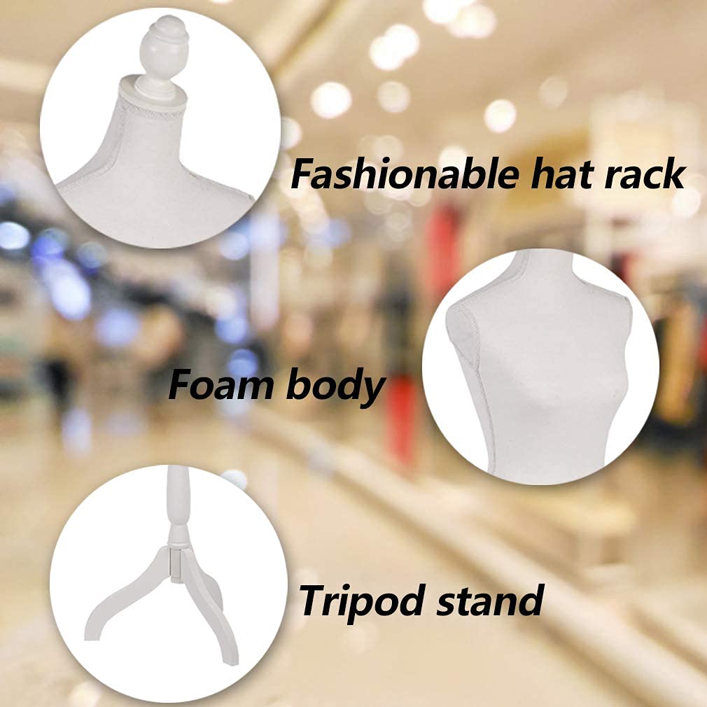FDW Manikin 60”-67”Height Adjustable Female Dress Model Display Torso Body Tripod Stand Clothing Forms (Beige, 60-67 Inches)