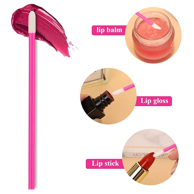 700 Piece Disposable Lip Wands - Lip Brushes, Lipstick & Gloss Applicators - Lint Free Makeup Applicator Brush Beauty Tool - Rose Pink