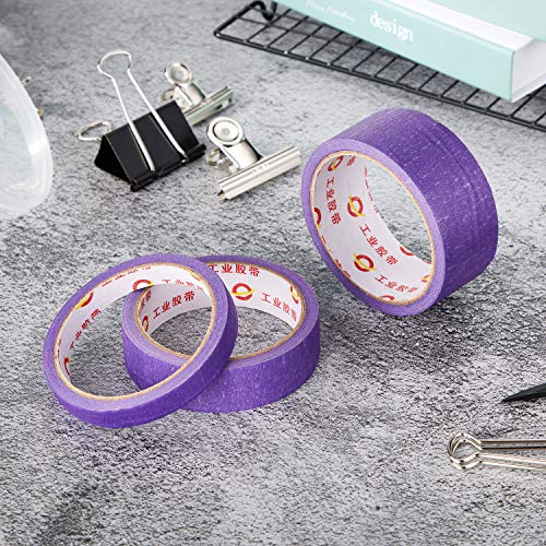 Outus 3 Rolls 45 Yards Purple Crafting Tape Multipurpose Removable Masking Tape for Art DIY Labeling Decoration, 0.5 in, 1 Inch, 1.5 Inch