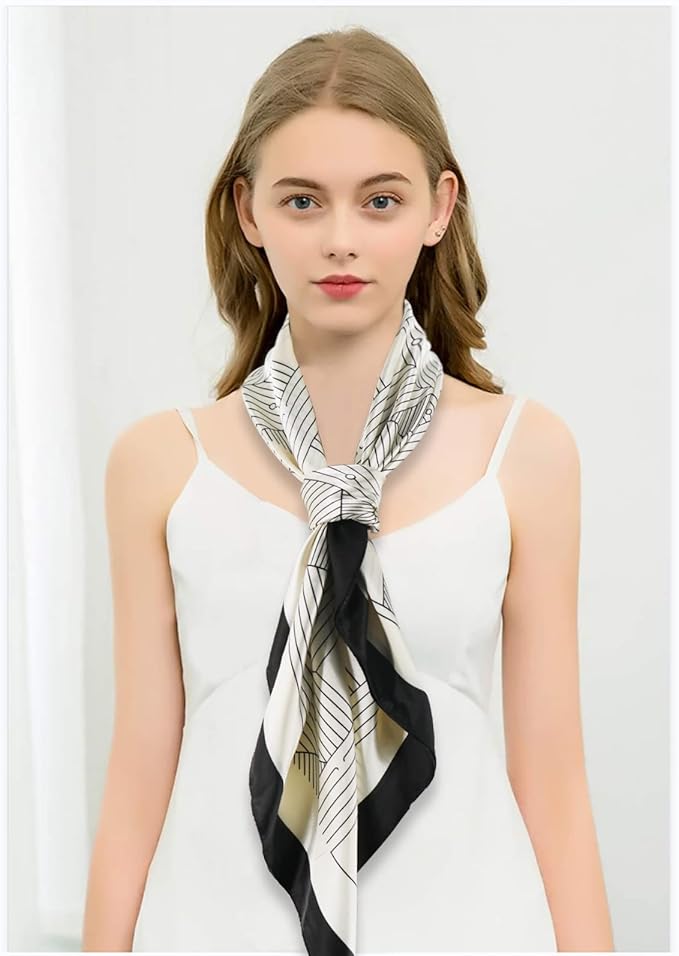 vimate 35" Square Silk Like Head Scarf - Women's Fashion Satin Scarf Bandana for Hair Wrapping at Night.