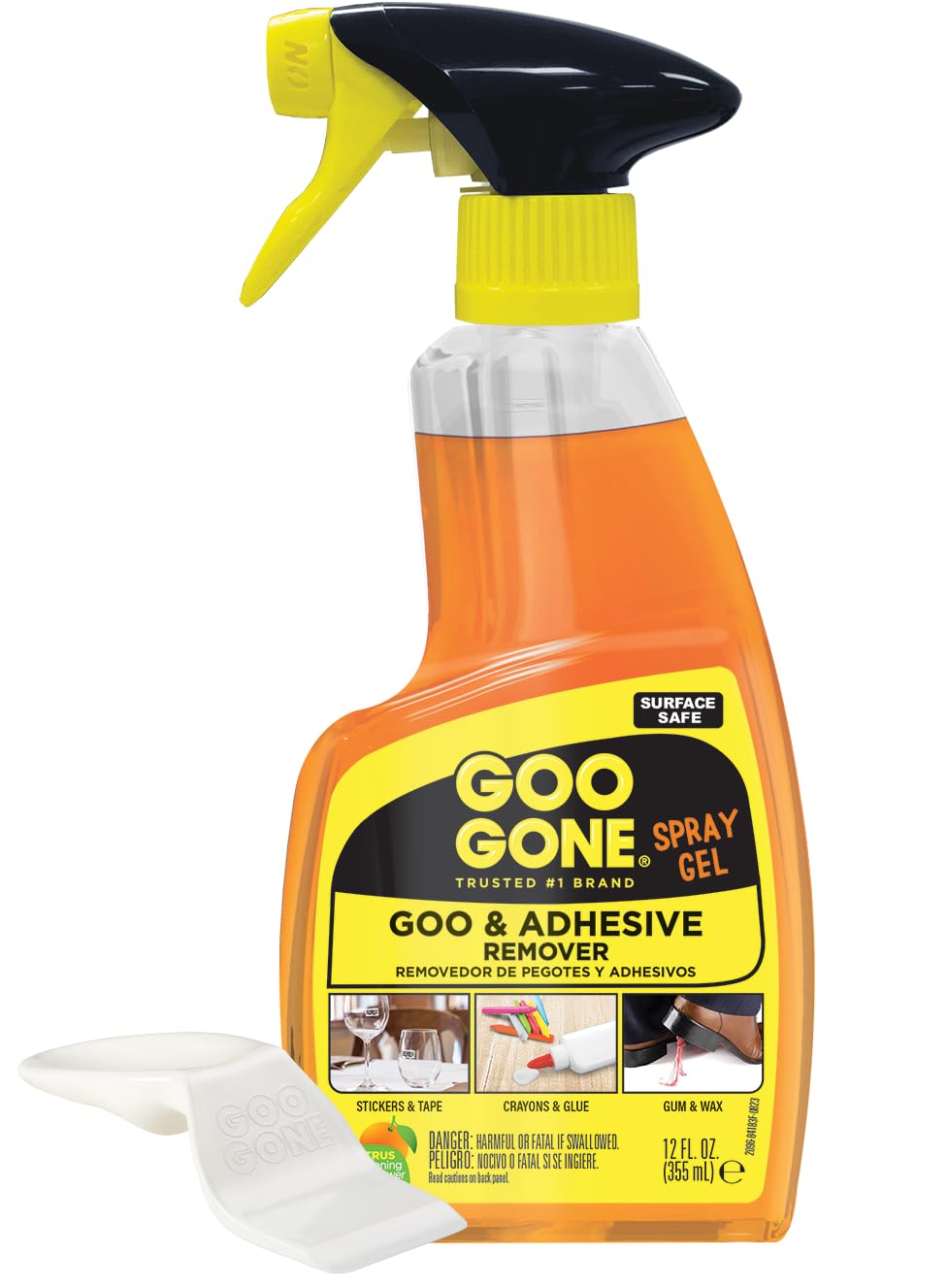 Goo Gone Spray Adhesive Remover Gel, 12 oz, Removes Glue, Stickers, Tape Residue, Grease, Gum & Wax, Adhesive Spray with Citrus Cleaning Power for Hard Surfaces, Carpets & Fabrics