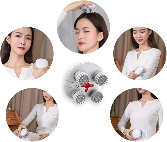 Electric Scalp Massager, Head Scratcher Mimics Four-Finger Kneading Massage, Rechargeable & Waterproof, Pets Massager