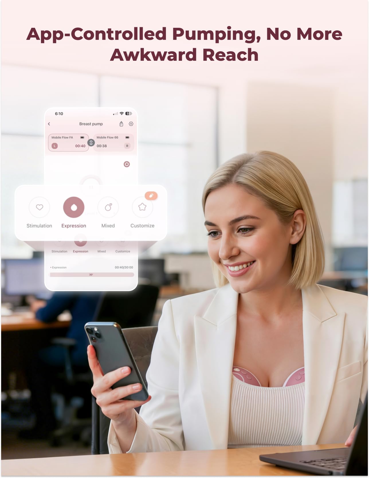 Momcozy Wearable Breast Pump, Hands Free Upgraded Mobile Flow | M9, App Discreet Control with Personalized Multi-Modes & 15 Levels, Wearable Breast Pump 24mm, 2 Pack Cozy Red
