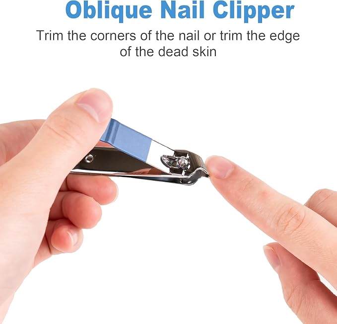 DUCOO Nail Clipper Set, 4 PCS Ultra Sharp Nail Clippers for Men, Women, Adults Toenail Fingernail Clippers, Stainless Steel Nail Cutter & File, Blue
