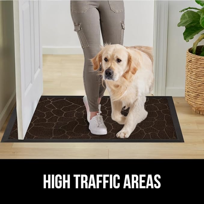 GORILLA GRIP 100% Waterproof All-Season WeatherMAX Doormat, 72x24, US Designed Natural Rubber, Stain and Fade Resistant, Low Profile Indoor Outdoor Door Mats, Easy Clean Patio Mat, Dark Brown Pebble
