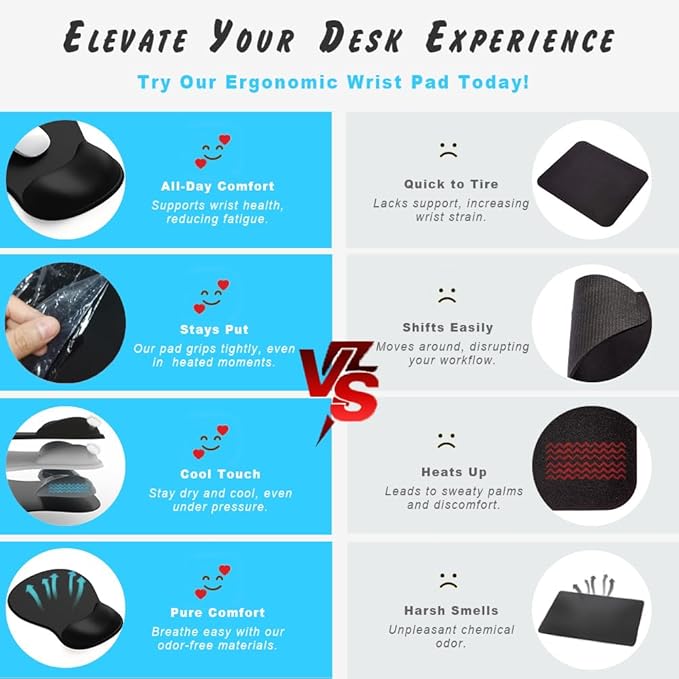 ErgoComfort Gel Wrist Rest Mouse Pad-Ergonomic Office Mousepad with Wrist Support-Non-Slip, Design Desk Accessories Mat for Home&Game Decor (06Deep Violet)