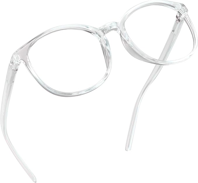 LifeArt Round Blue Light Blocking Glasses, Computer Glasses, Gaming Glasses, TV Glasses for Women Men (Clear, 2.75 Magnification)