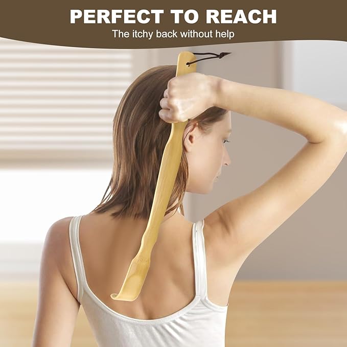 3 Pack Wooden Back Scratcher, 17 Inch Curved Long Handle Bamboo Back Scratchers Ideal Gifts for Adults Men Women, with Beautiful Gift Packaging