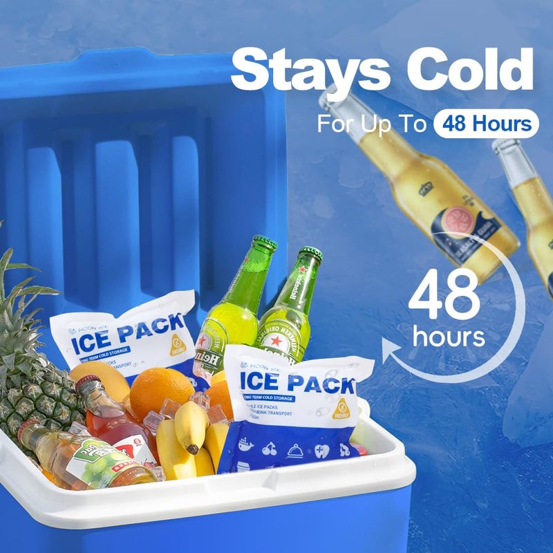 Blue Ice Packs for Coolers, Shipping and Lunch Box | Cold for Up to 48 Hours | Slim Size Long-Lasting Reusable Ice Pack | Gel Freezer Packs for Camping, Beach, Fishing, Shipping Food (4" X 4" 100pcs)