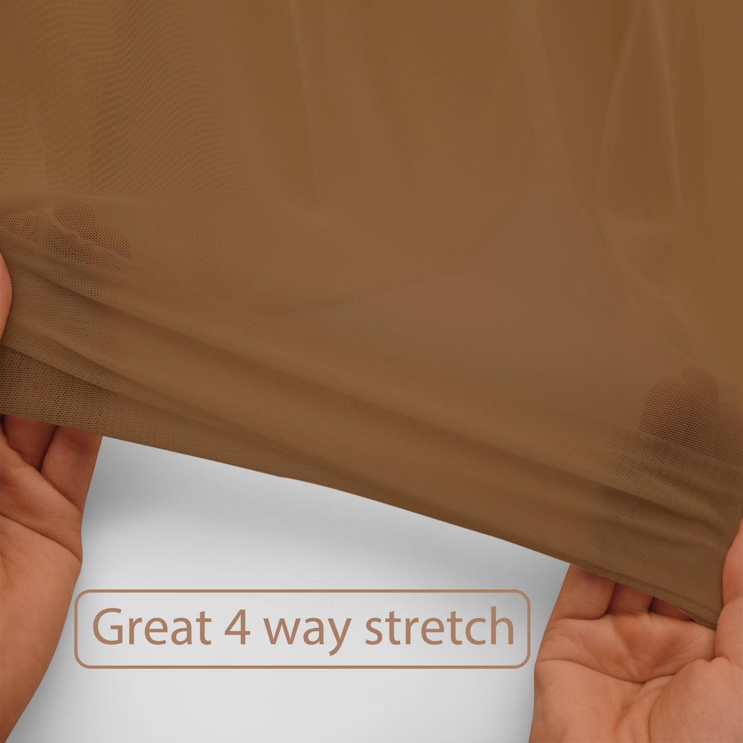 Power Mesh Fabric Superfine 4-Way Stretch Net Fabric Nylon Spandex Sheer Mesh, 2 Yards Long 60" Wide (Dark Nude)