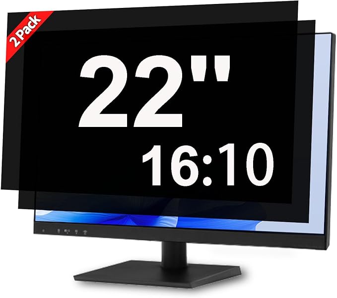 [2 Pack] 22 Inch Privacy Screen for Computer Monitor Blue Light Screen Protector Anti Glare Anti-Scratch Monitor Privacy Shield Screen 22 Inch 16:10 Aspect Ratio
