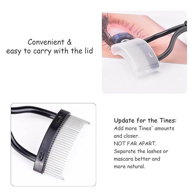 Eyelash Comb MSQ Eyelash Separator Tool Arc Designed Lash Brush Separator With Cover Lash Comb for Eye Makeup Brush Mascara Clump Remover Black (Includes a Mascara Wand)