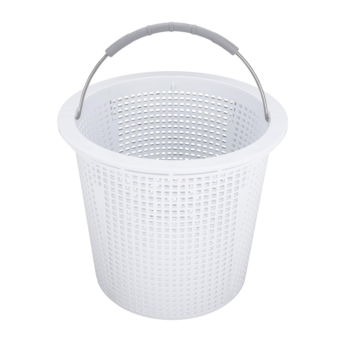 ZTTM 8 Inch Pool Skimmer Basket Compatible with Pentair 85014500 and S200/B200 Pool Skimmer Basket, Built-in Weight, Stainless Steel Handle with Rubber Grip