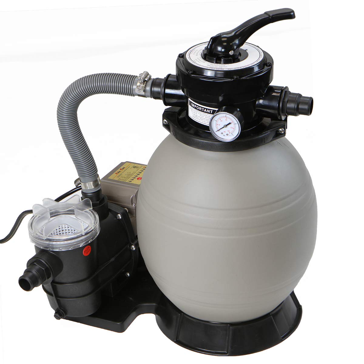 XtremepowerUS 13" Sand Filter with 3/4HP Pool Pump Digital Programmer Timer 2,640 GPH for Above Ground Swimming Pool Pump Set Up to 10,000 Gallons