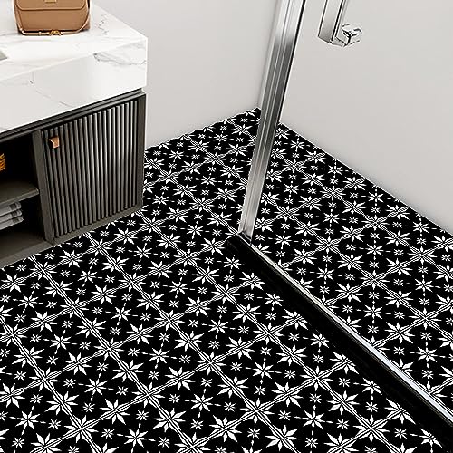 4 Pieces 8 x 8 Inches Wall Stencils Reusable Geometric Floor Tile Stencils for Painting Walls, Tiles, Floors, Concrete Patios, Front Porch, Wood, Furniture, Fabric - Snowflake Pattern