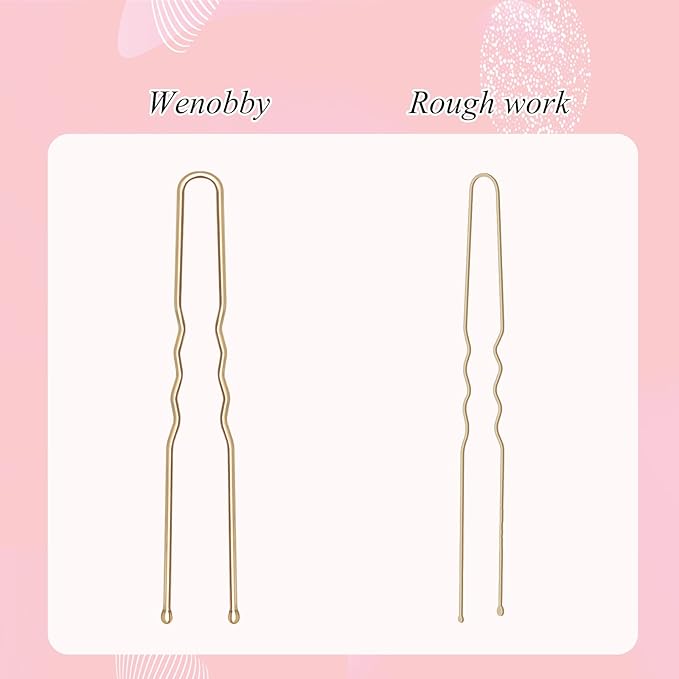U Shaped Gold Hair Pins for Buns, 100 PCS 2.8" Blonde Hair Pins for Women Hair Styling with Thick Hair