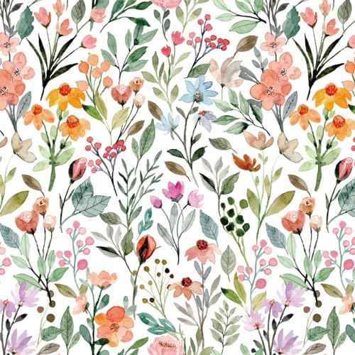 GaliGali Peel & Stick Wallpaper, Watercolor Floral Self-Adhesive, Contact Paper for Bathroom Walls & Cabinets, Vinyl Waterproof, 17.3" x 118", NO.WA05004H-3