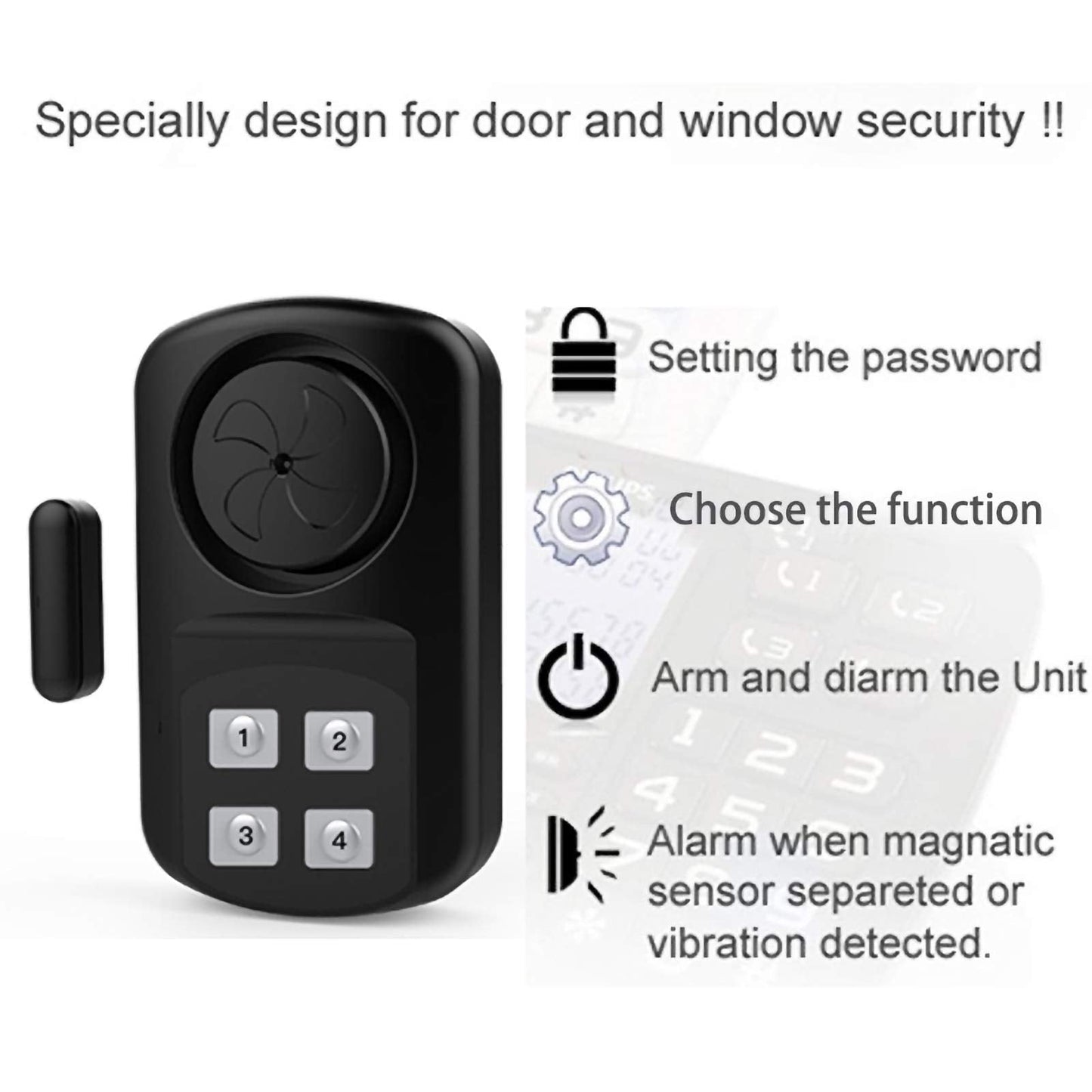 HENDUN Pool Gate Alarm Outdoor Wireless with Remote, 140db Loud, Waterproof Door Alarm Sensor, Kids Safety, Weatherproof Garage Fence Entry Chime (2 Pack)