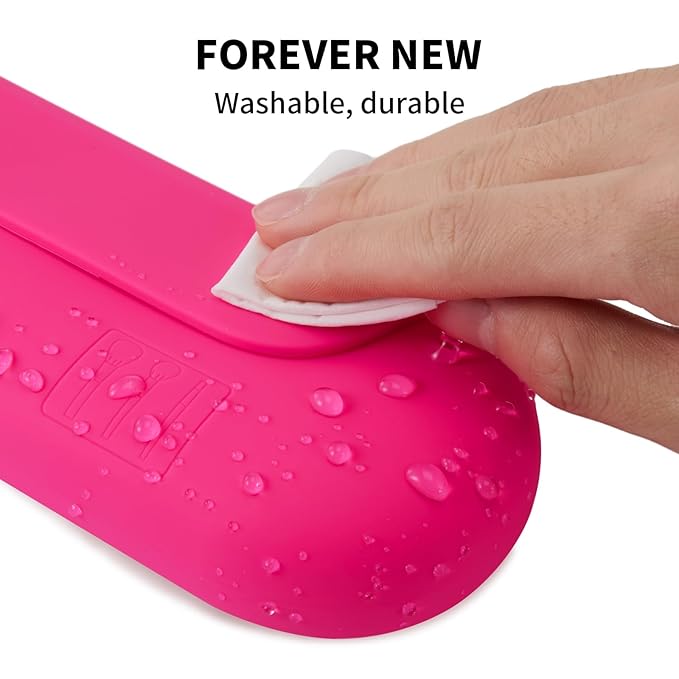 2 IN 1 Silicone Makeup Brush Holder with Beauty Make Up Sponge Holder Case：Soft Portable Cosmetic Face Brushes Holder with Upgrade Anti-Fall Out Magnetic Closure - Babbie Pink
