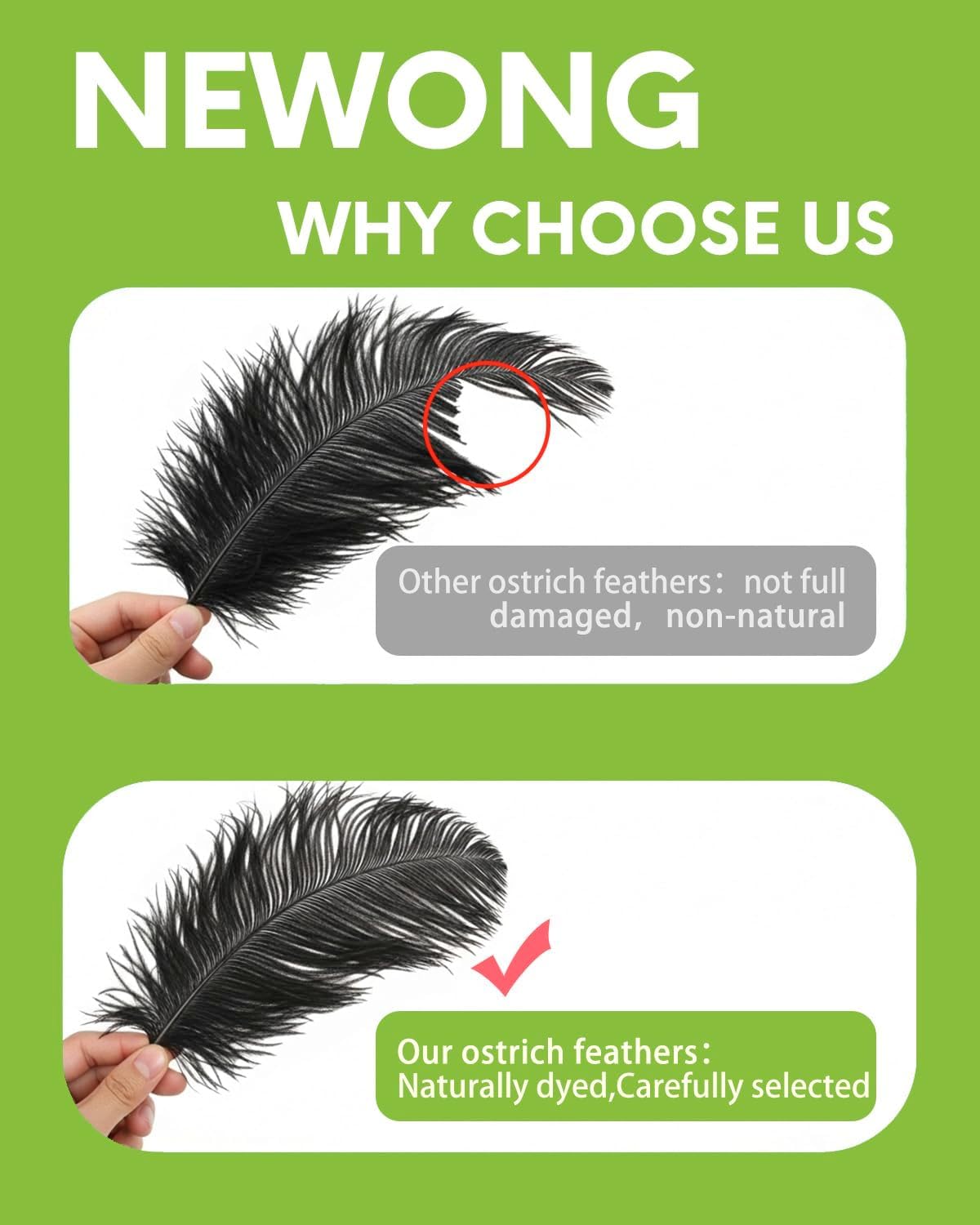 NEWONG 30pcs Black Ostrich Feathers Natural Bulk 13-16in(33-40cm) Vase Craft Wedding Home Party Centerpieces Christmas Day Decoration