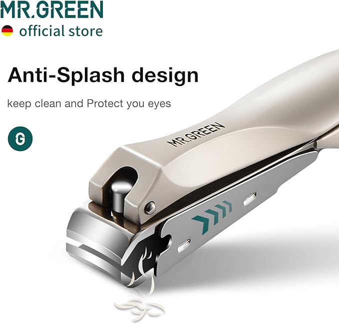 MR.GREEN Nail Clippers Stainless Steel Anti Splash Fingernail Cutter Manicure Tools Bionics Design Pedicure Scissor Nail Trimmer (Nail Clipper (Large))